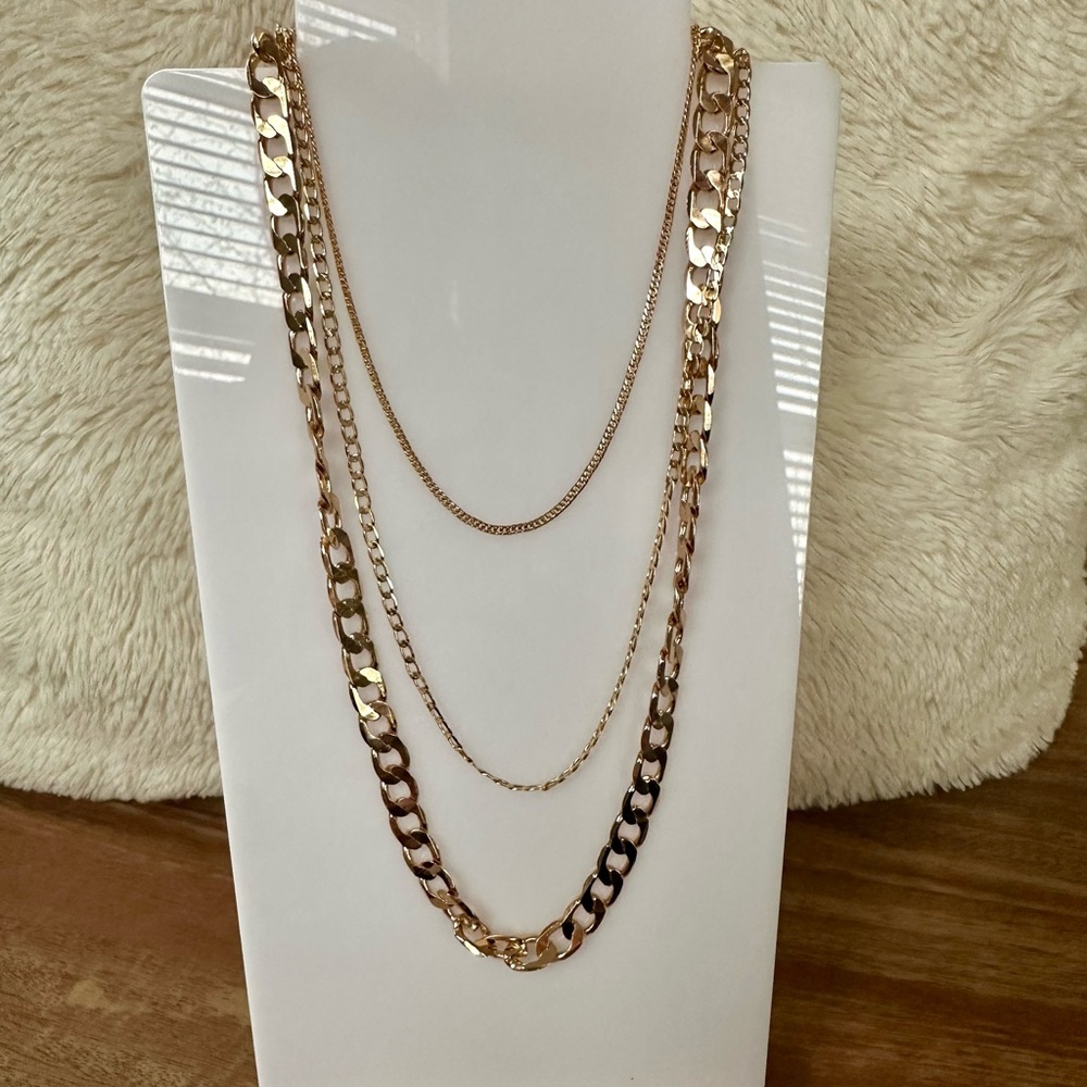 NEW SET OF 3 Pretty Bird Jewelry Rose Gold Layering Necklaces 18”